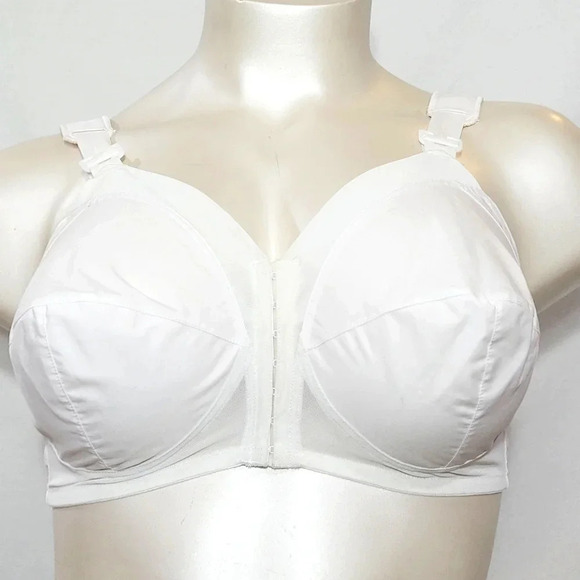 48D Exquisite Form 530 Front Close Wire Free Pointy Bullet Bra White NWOT - Picture 2 of 3
